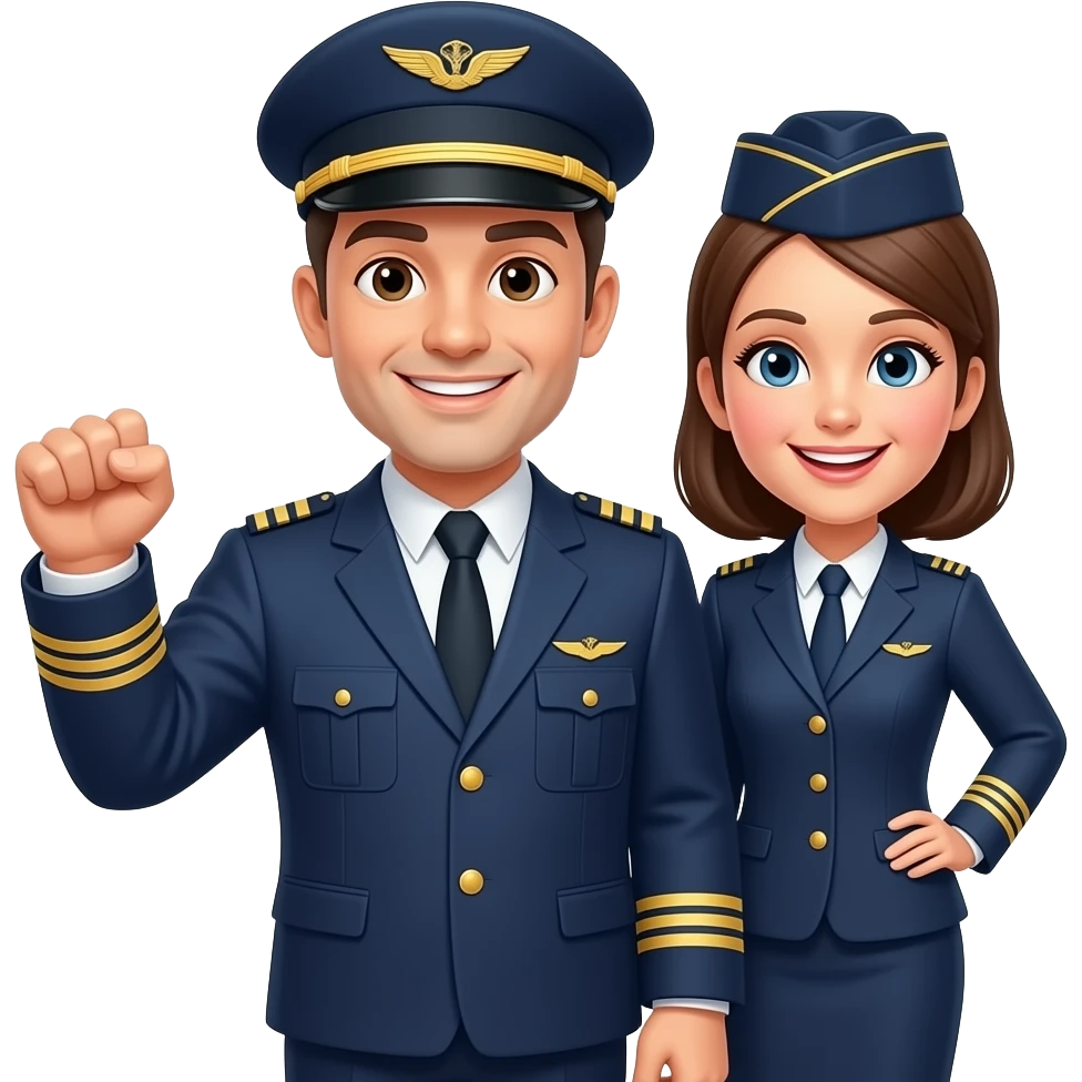 Airline pilot and crew celebrating emoji