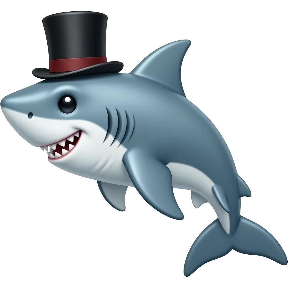 Shark with a top hat emoji