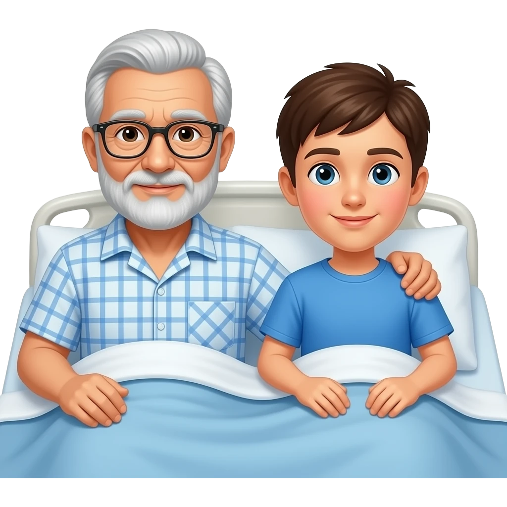 Elderly father teenage son hospital bed emoji