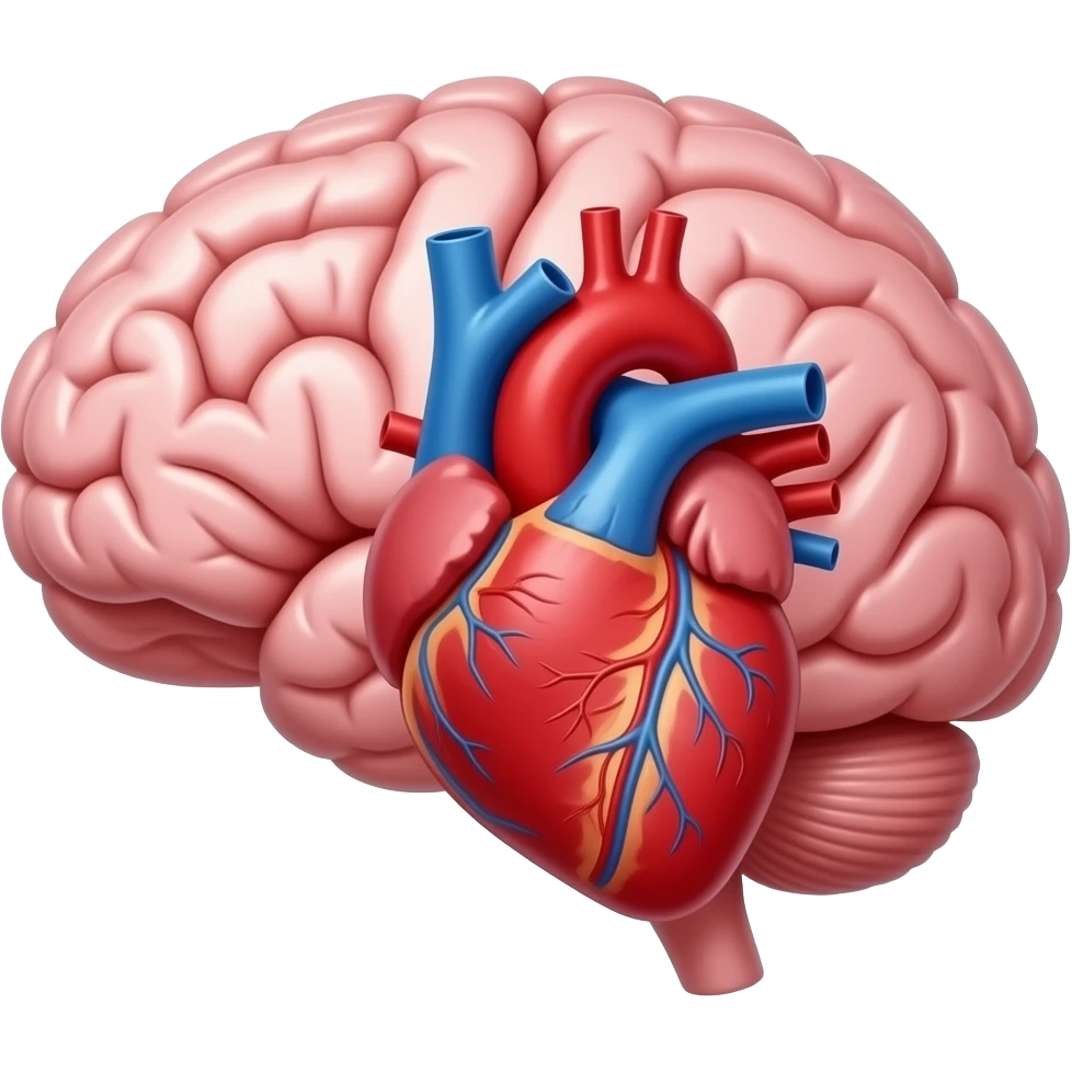 cerebro vinculado con corazon representando inteligencia emocional en emoji emoji