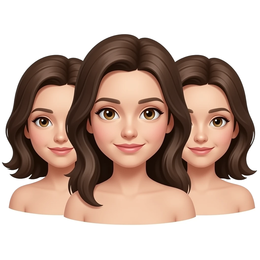 Trillizas con el pelo castaño i blancas de piel emoji