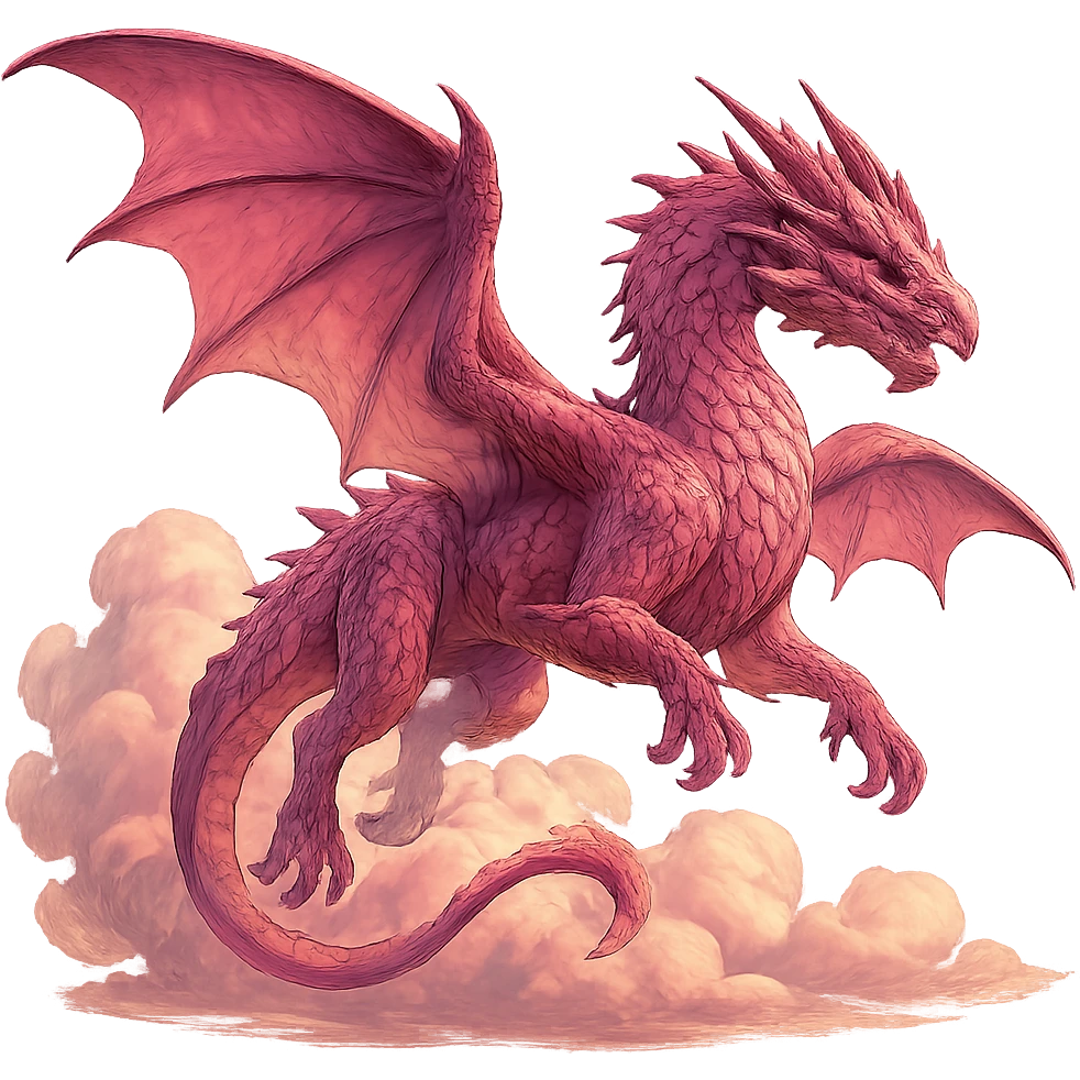 pink dragon flying over clouds emoji