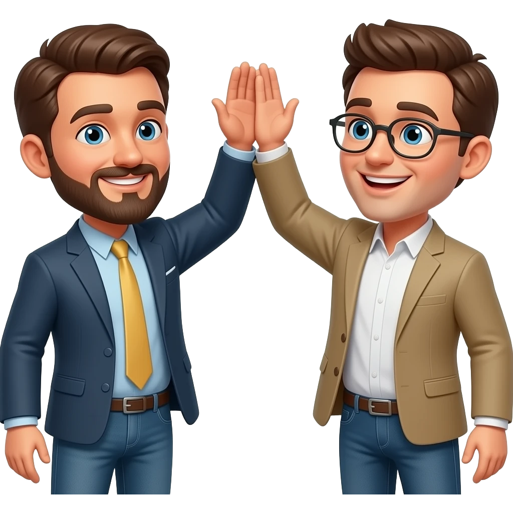 Two men high-fiving emoji