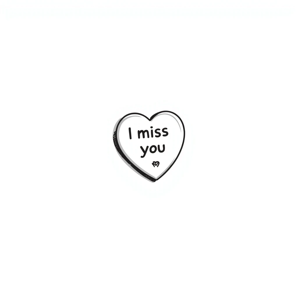 Sticky note that says "I miss you" with a heart emoji