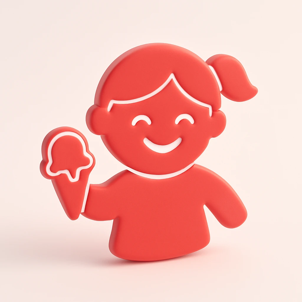 happy children with melting ice cream cones emoji