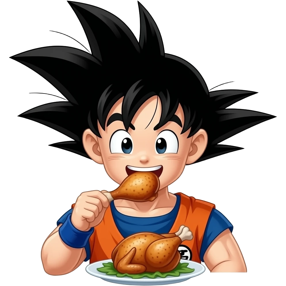 Goku comiendo pollo a la brasa emoji