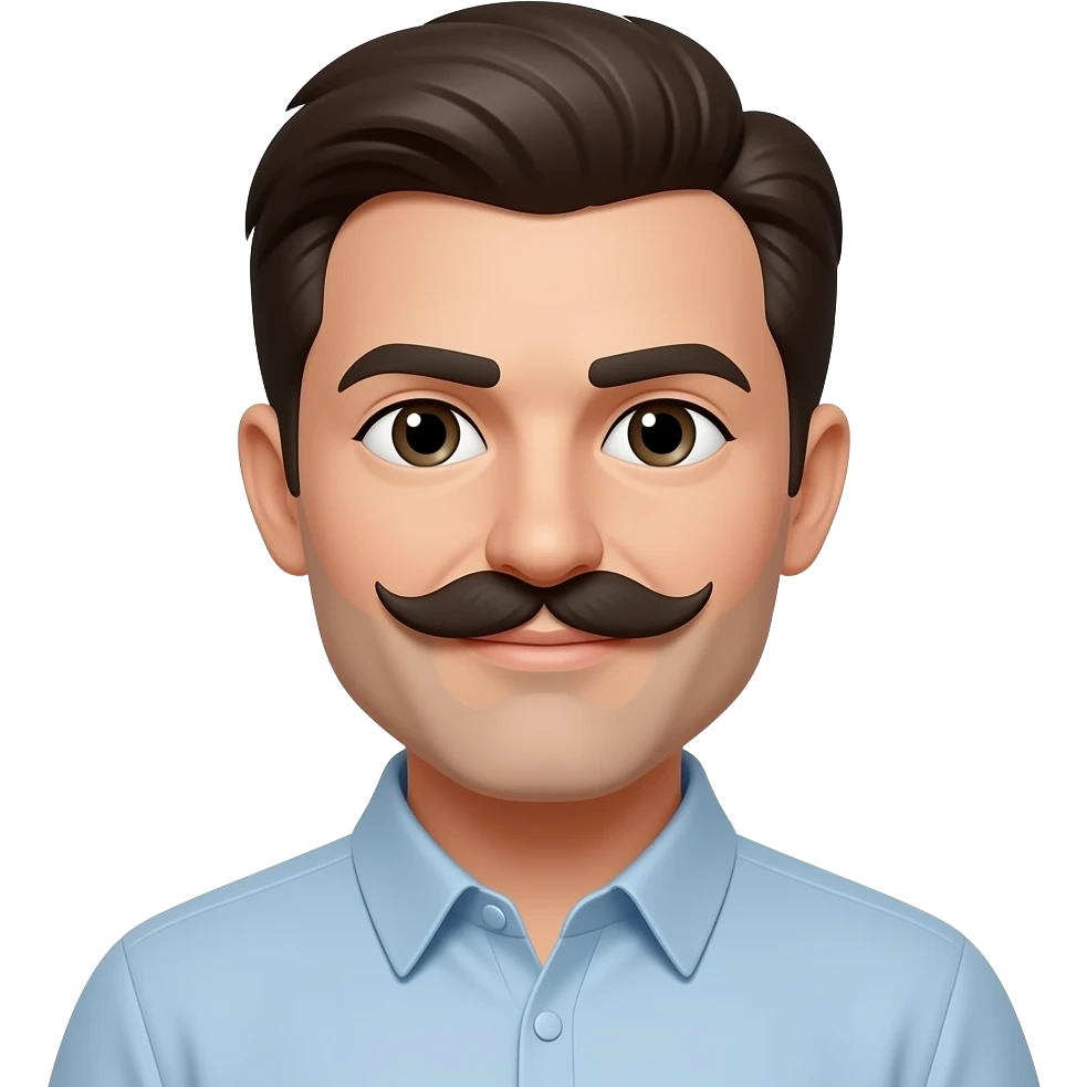Black u shaped  mustache man emoji