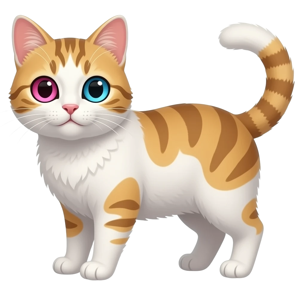 Gato com heretrocomia olho rosa e azul emoji