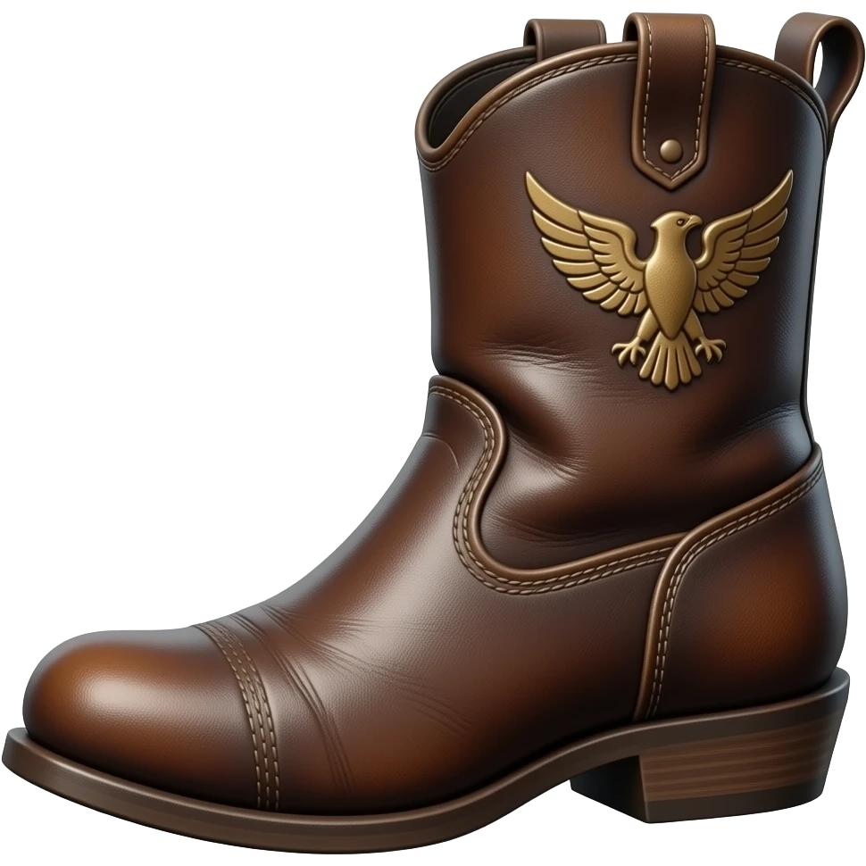small hawk wings agile worn midieval leather boot viewed at slightly downward angle diagonally no helmet -  no background copy/paste emoji