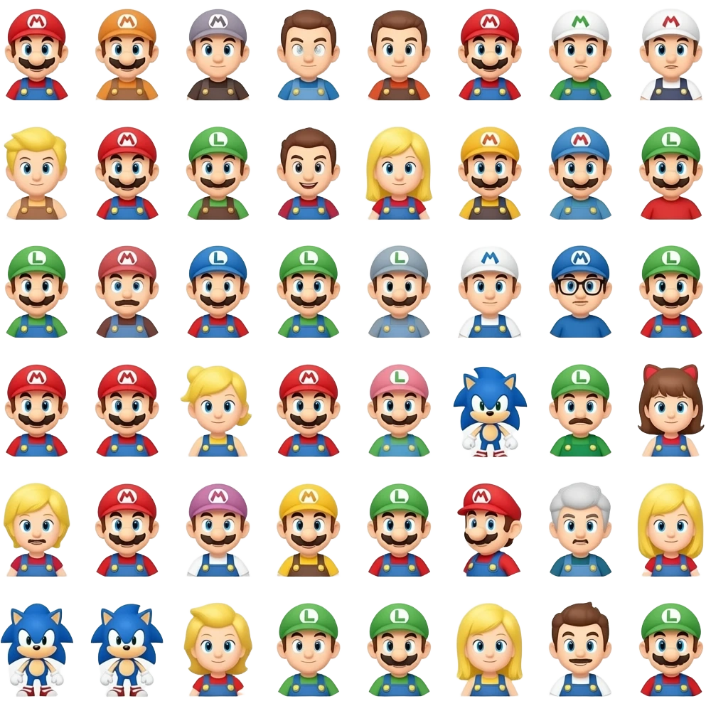 100 marios and 100 sonics emoji