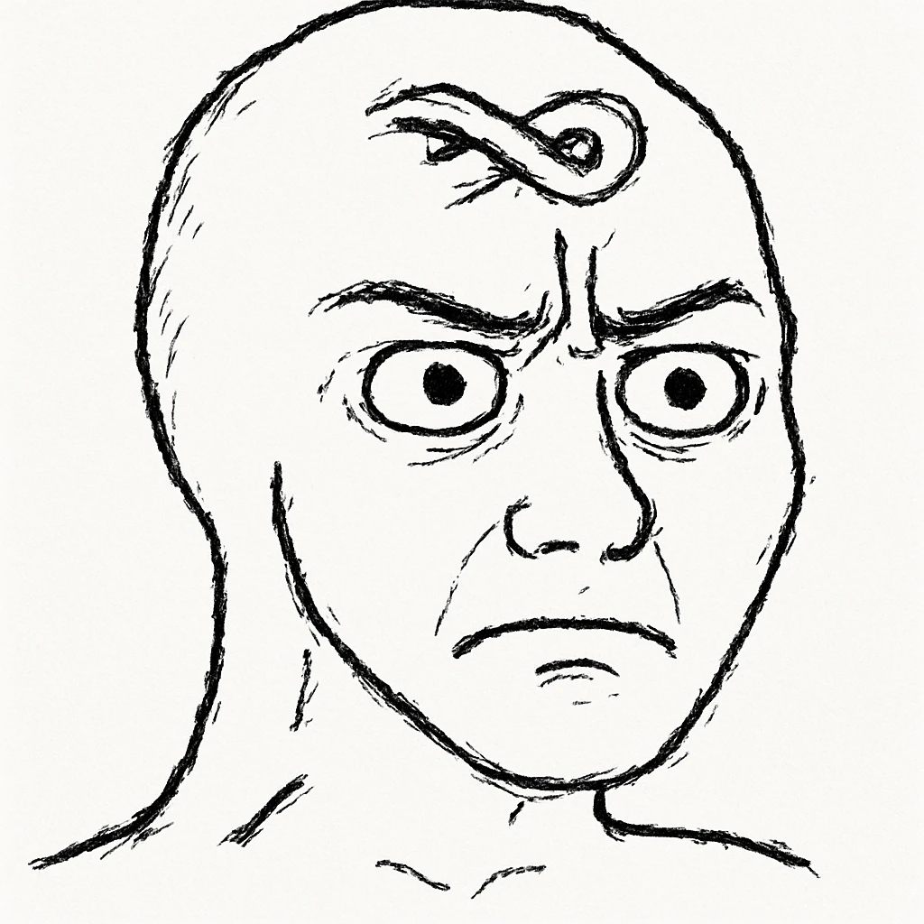 眉毛打结：
"角色眉毛拧成一团，表情看起来很困惑或者有点生气，嘴巴紧闭，眼睛圆睁” emoji