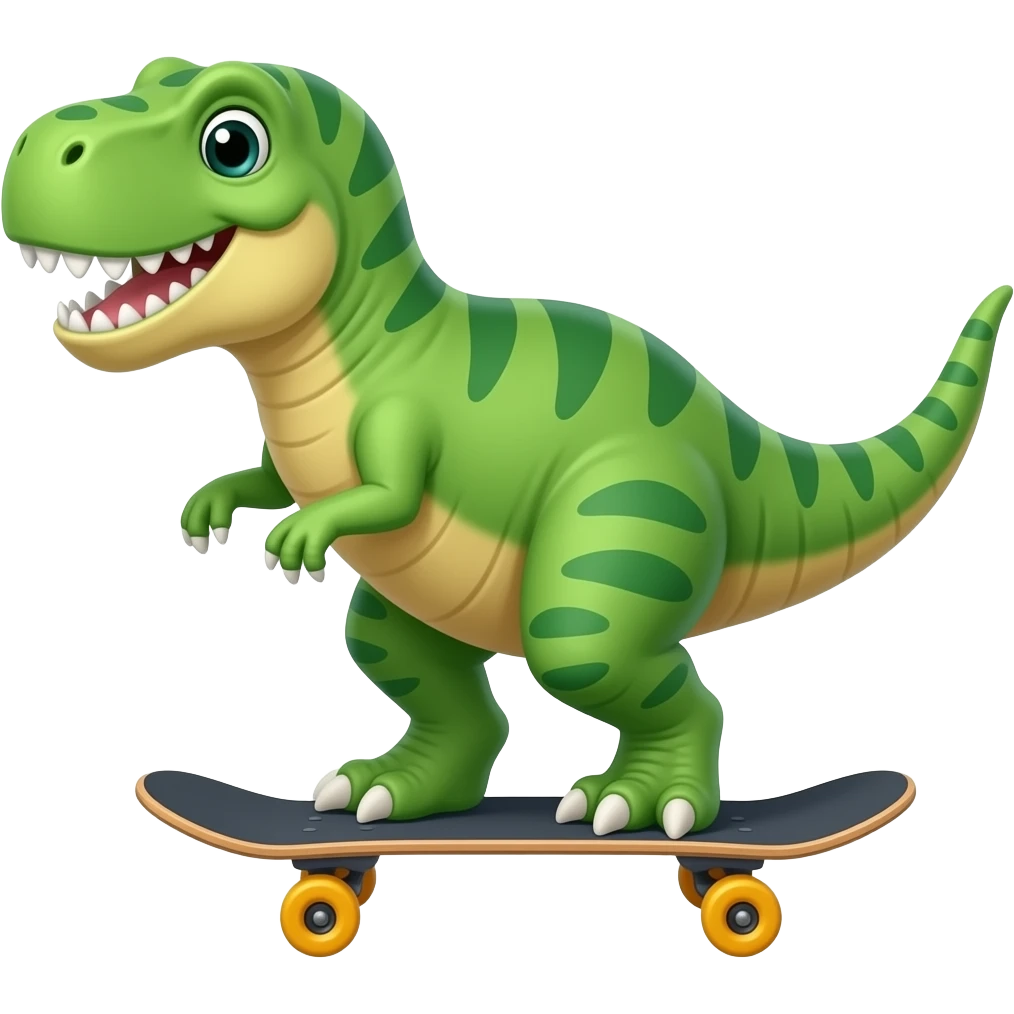 Dinosaur on a skateboard emoji
