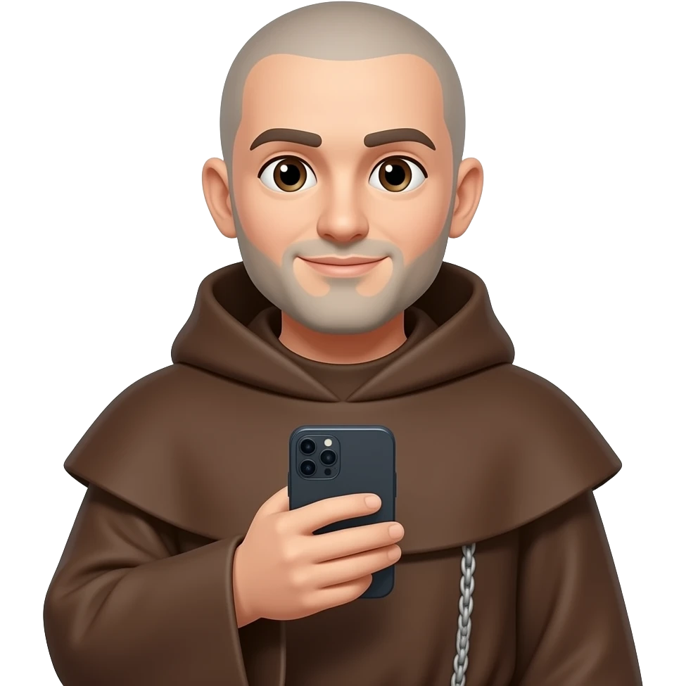 Monk using phone emoji