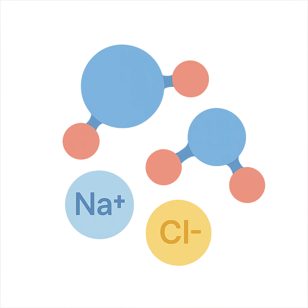 wassermoleküle mit salz ionen emoji