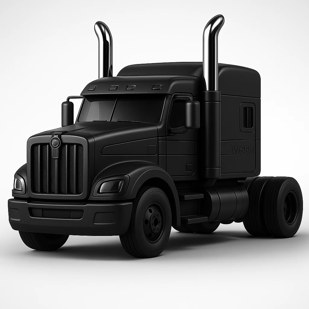 Change the truck color to black, keep the cartoon style with chrome stacks, bold and playful look. emoji