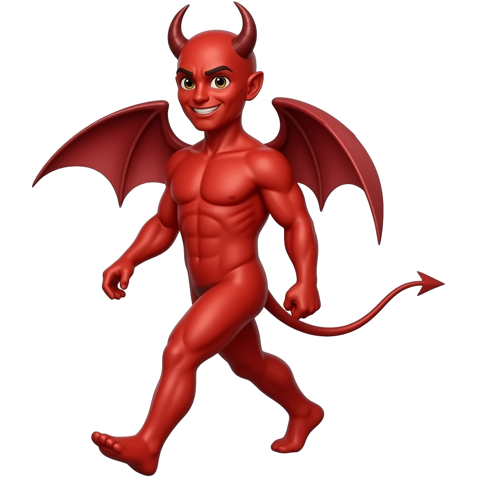Devil face is walking emoji