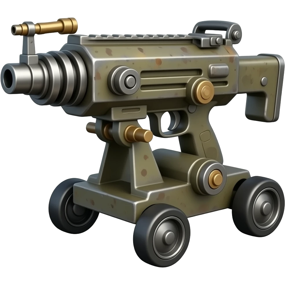 rusty gun machine on wheels emoji
