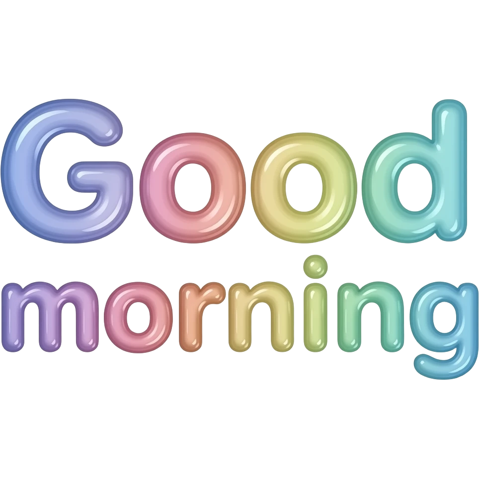 Bom dia com letras vazadas e coloridas estilo buble emoji