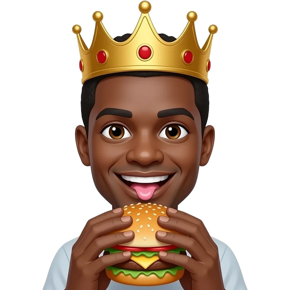 😀+🤤+🍔+🫅🏾 emoji