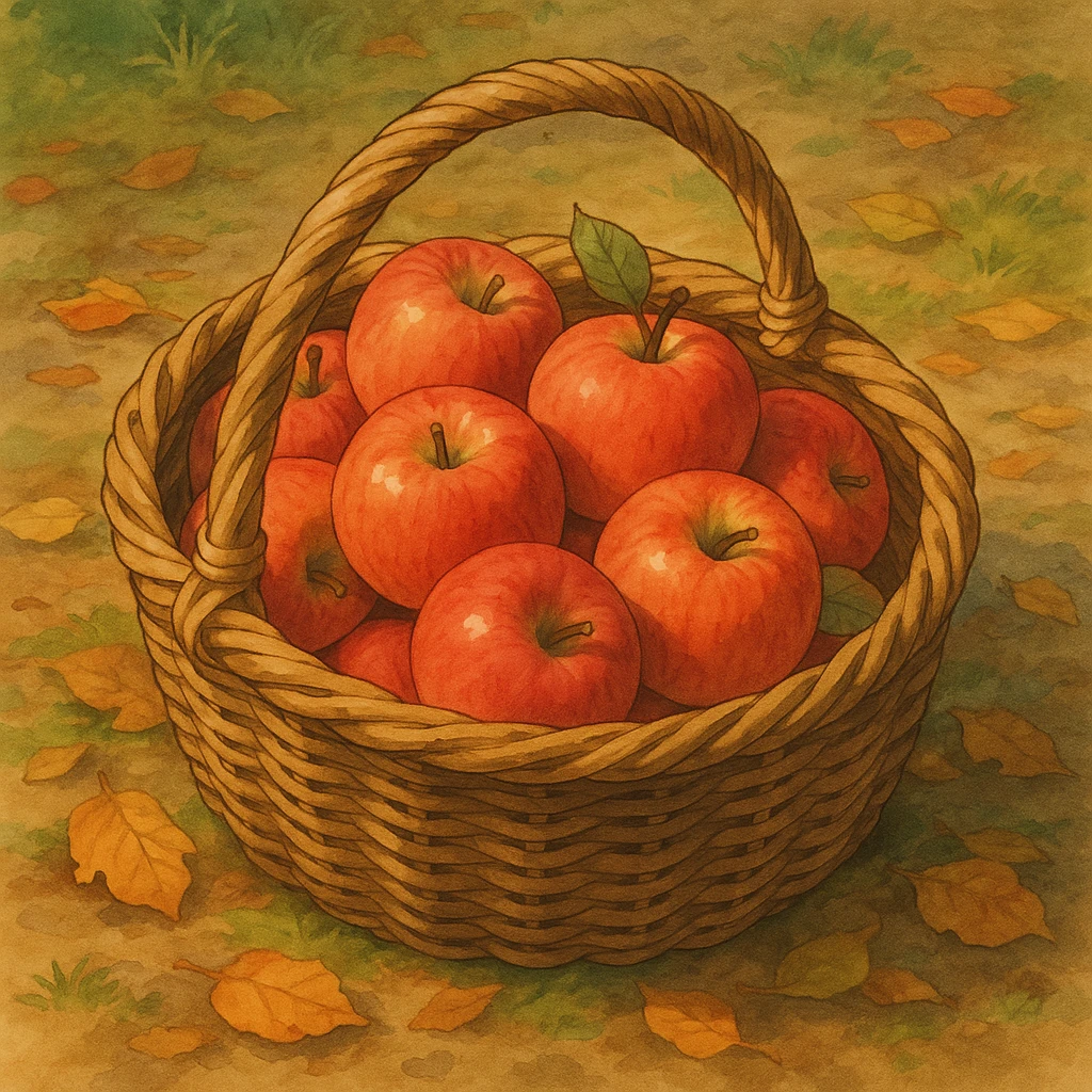 cozy basket of apples after apple picking emoji