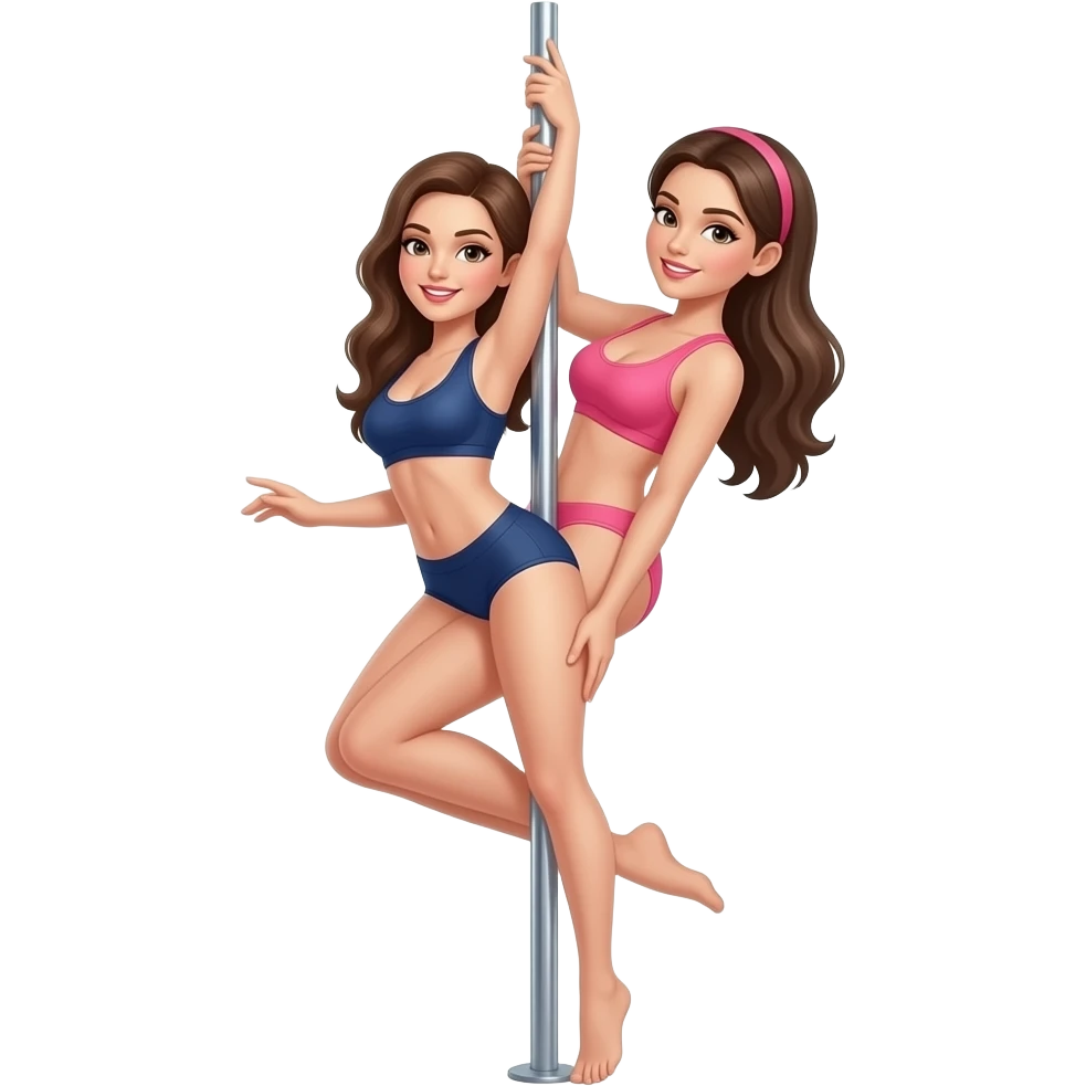 Pole dance brunetka bez butów w stroju spprtowym emoji