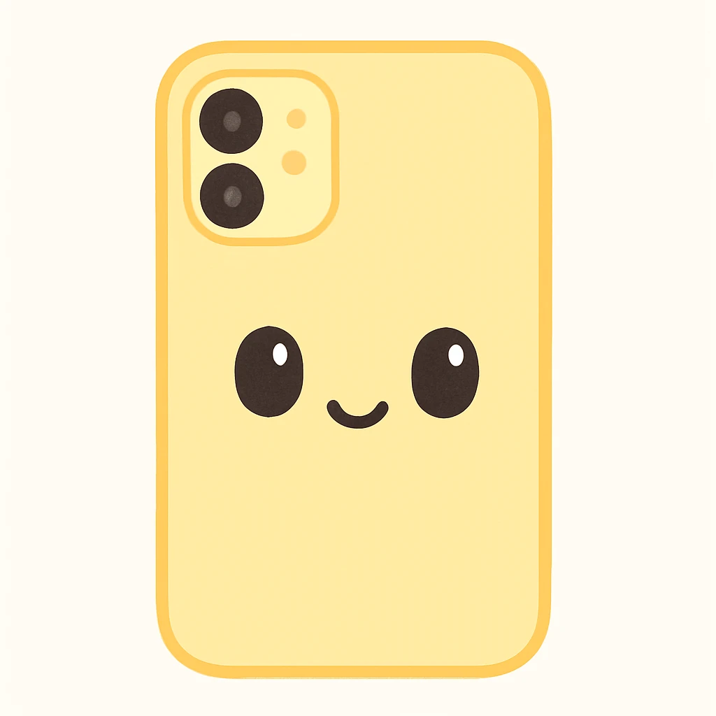 yellow iPhone with a smiley face emoji