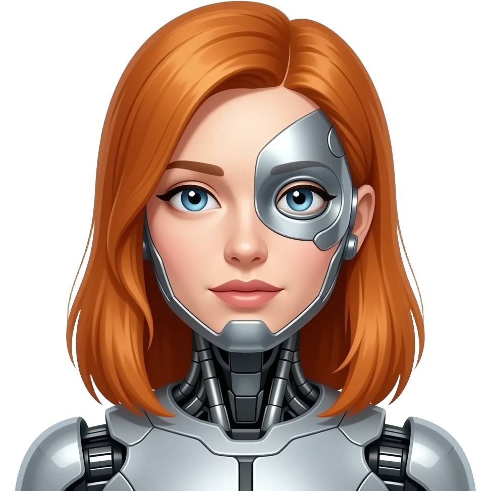 avatar robot cyborg woman ginger metal face emoji