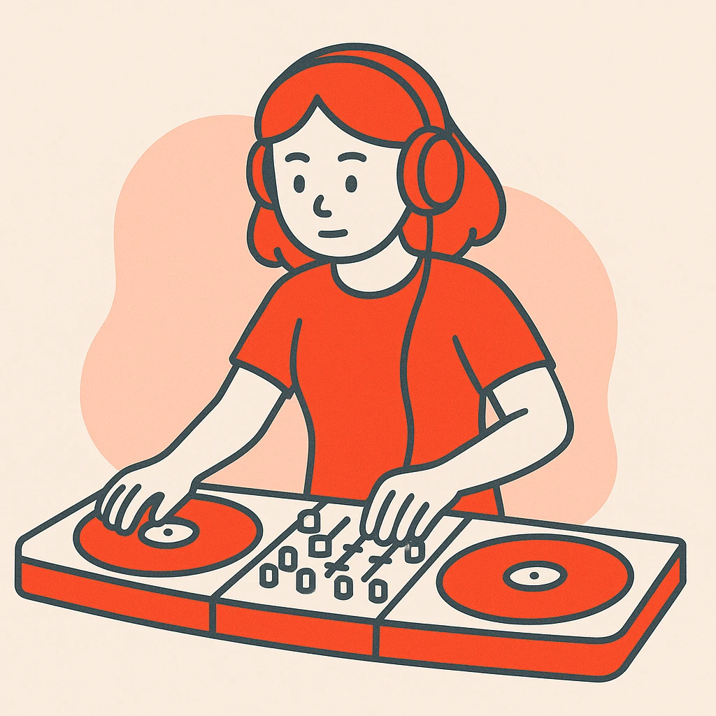 girl playing DJ set emoji
