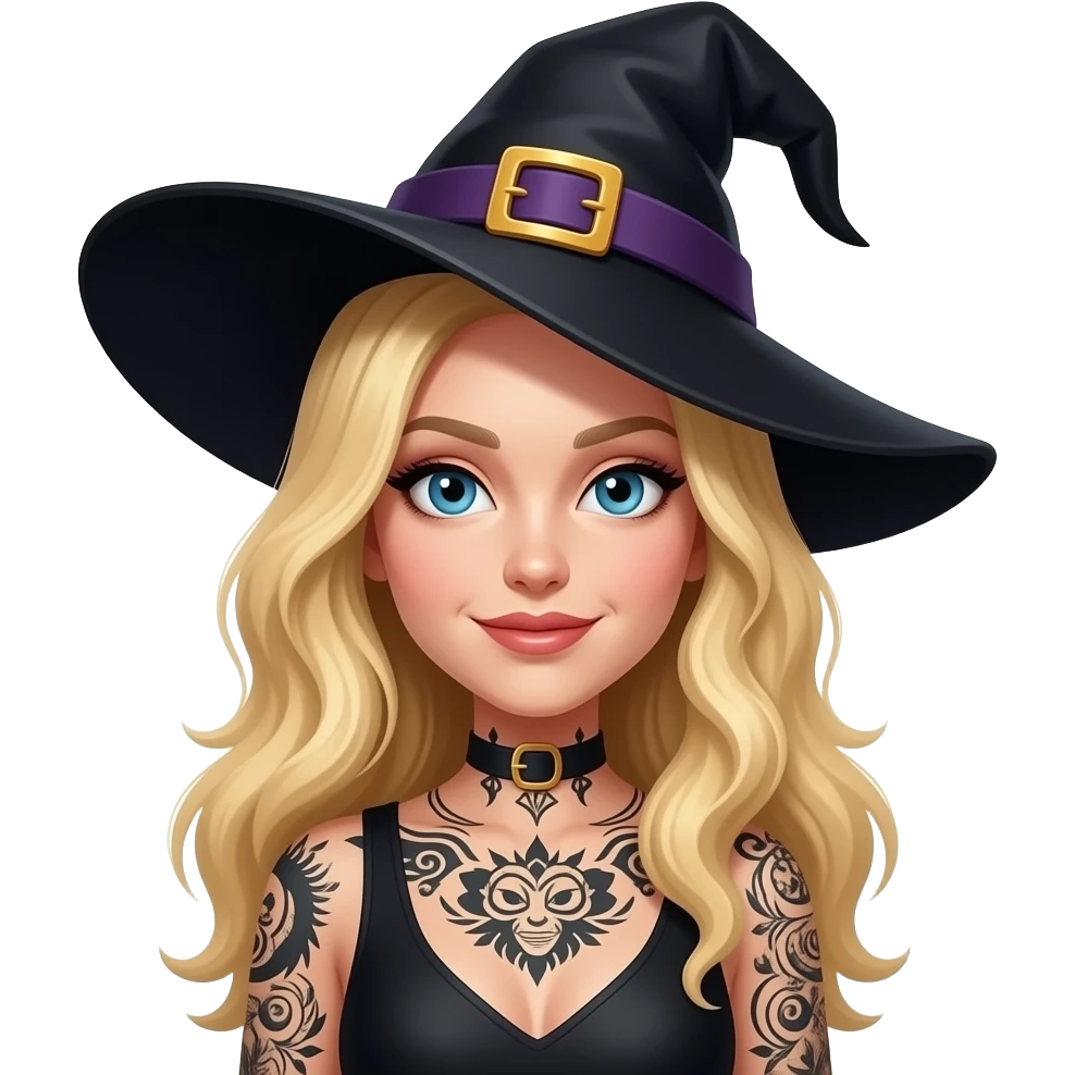 blonde witch tattoos emoji