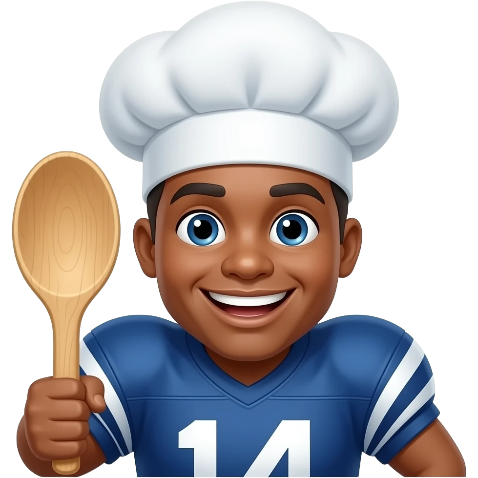 football smiling while wearing a chef hat and holding a wooden spoon emoji