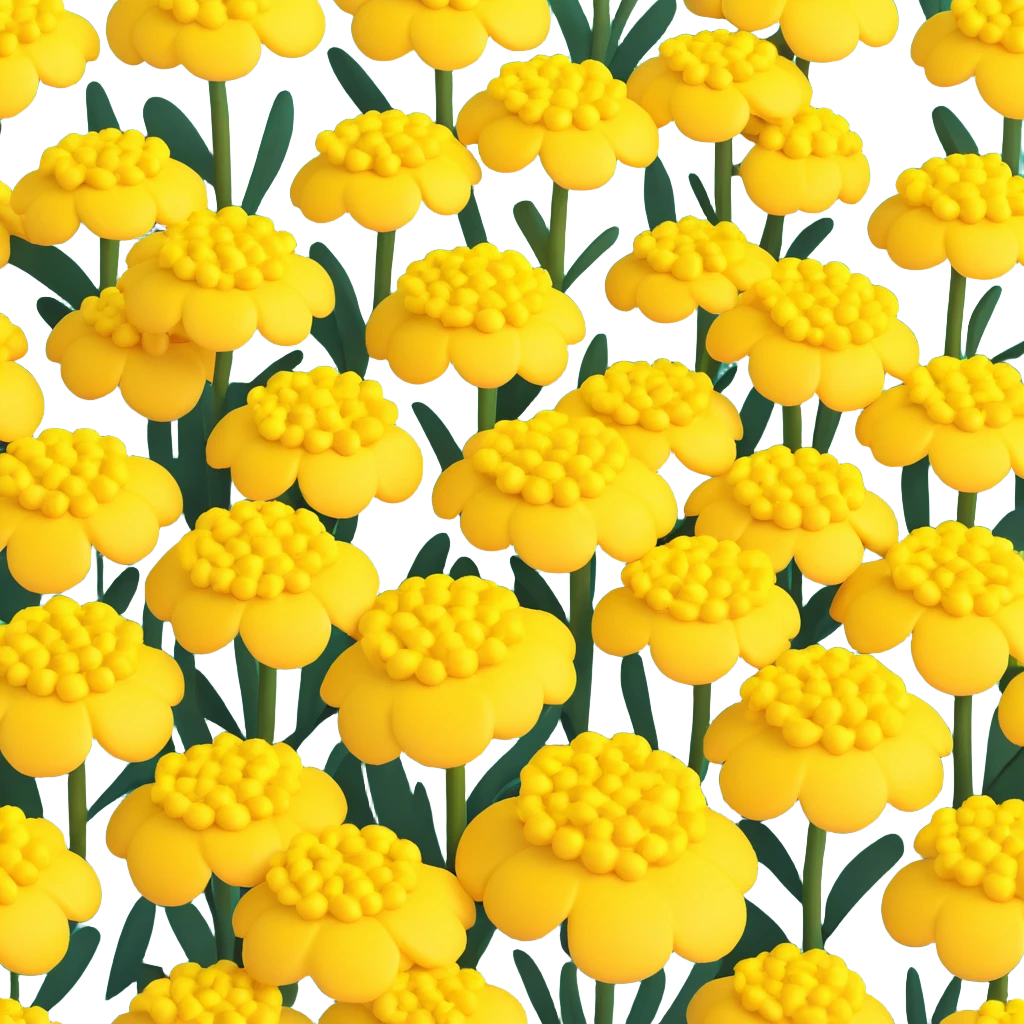 3D iOS cartoon style illustration of a yellow yarrow flower, voluminous, soft, playful look, no smiles or faces, rounded dimensional shapes, bright colors typical of iOS emojis, natural and expressive, not anthropomorphic emoji