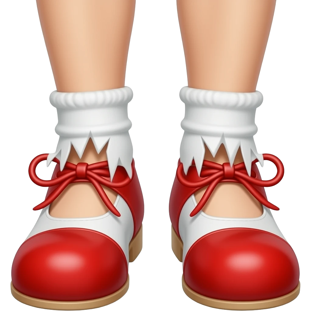 White feet with red toenails ripping of clown shoes emoji