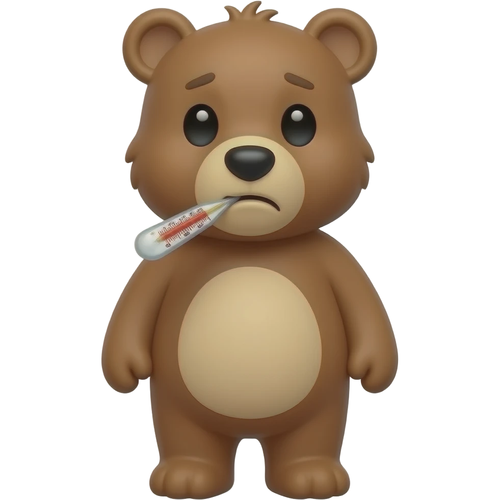 Sick bear with a thermometer in his mouth emoji