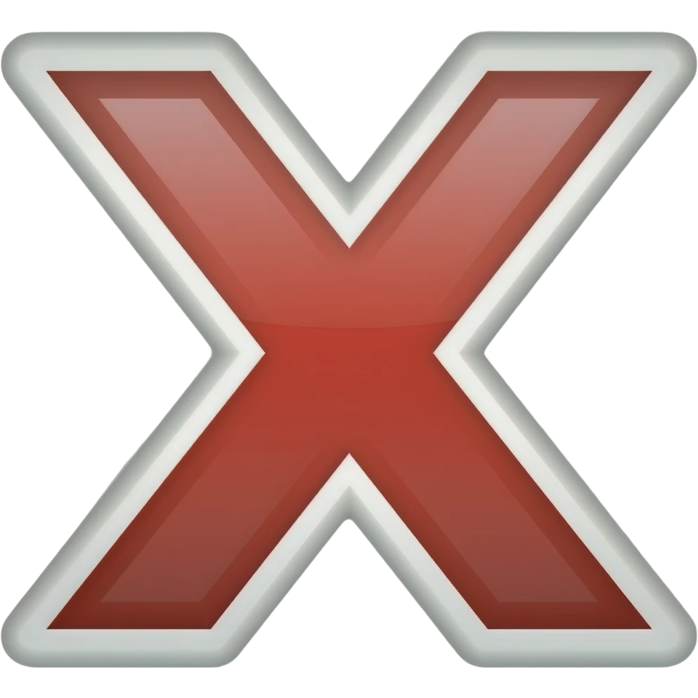 Simple and minimalistic sticker of red x as for wrong, white outline emoji