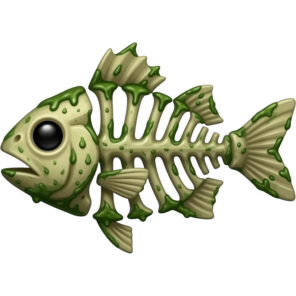 A  algae covered fishbone emoji