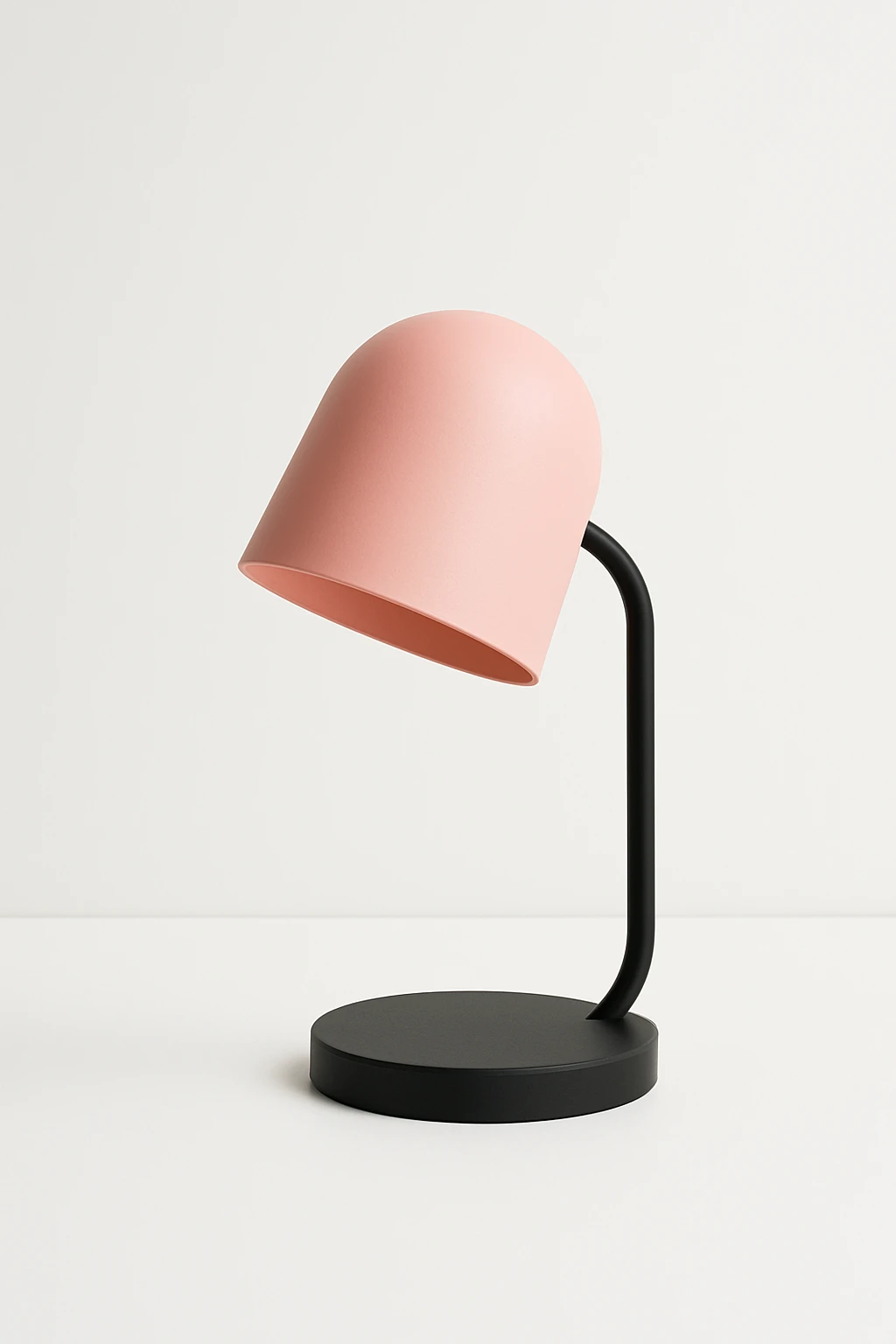 minimal pink and black lamp on white background, no text emoji
