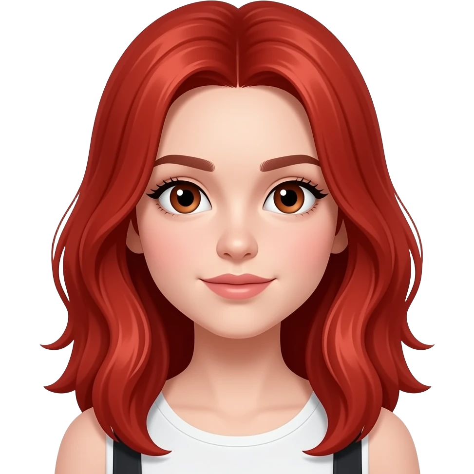 Female, teen, pale, fiery red hair, fashionable emoji