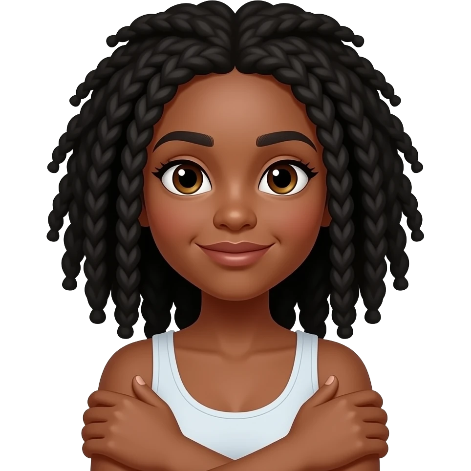 young brown skin girl with black locs shrugging emoji
