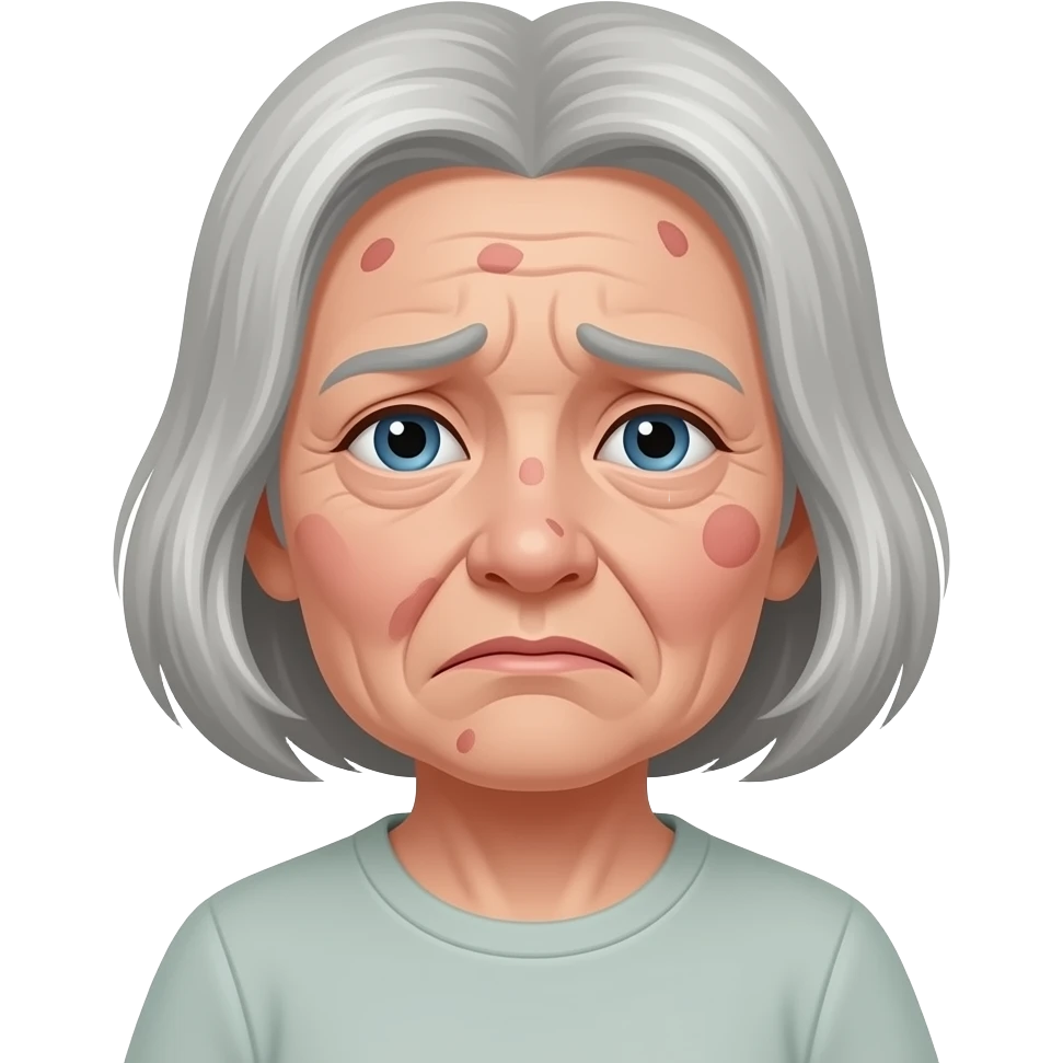 Measles old woman sad emoji