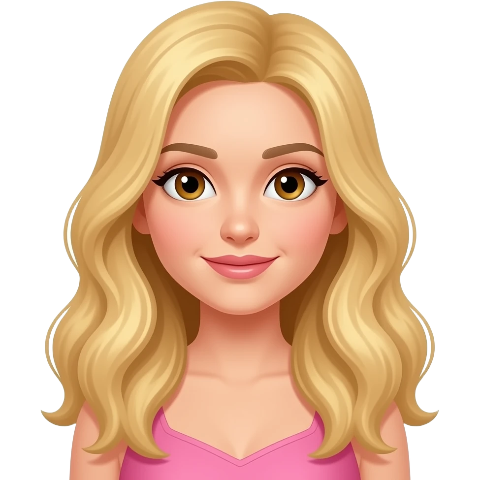 make a wowan whit long blond hair whit pink skirt whit brown eyes emoji