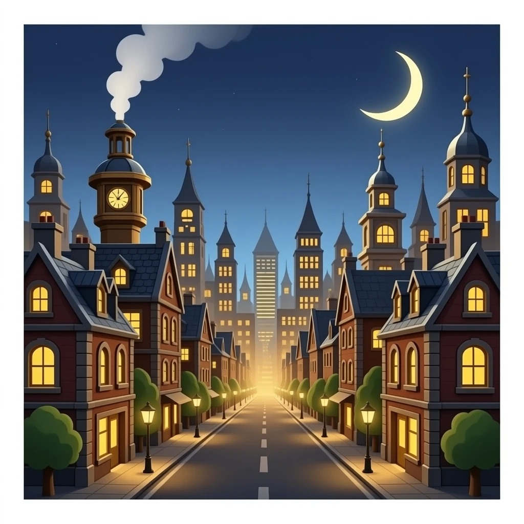 Steampunk stad detailistisch emoji