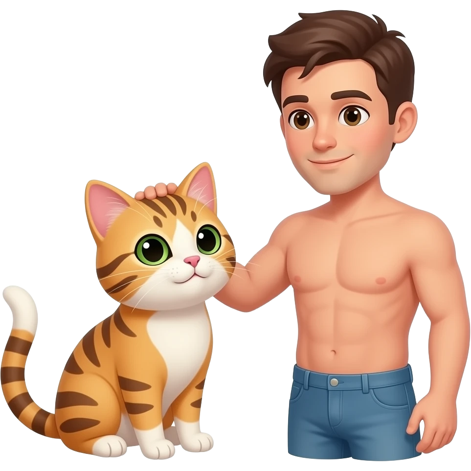 C'est un chat en train de se faire lamoir sex  par un homme emoji