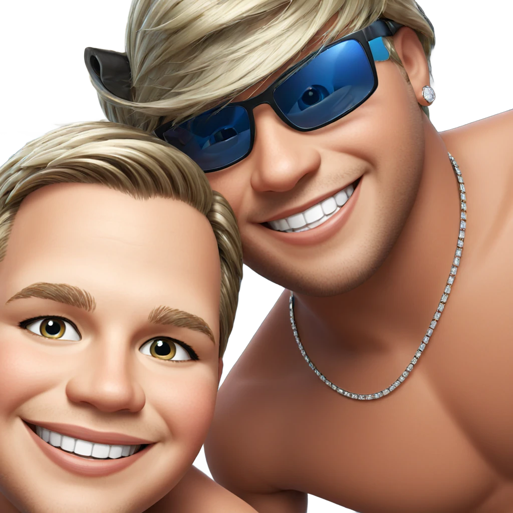 smiling boys in jewelry emoji