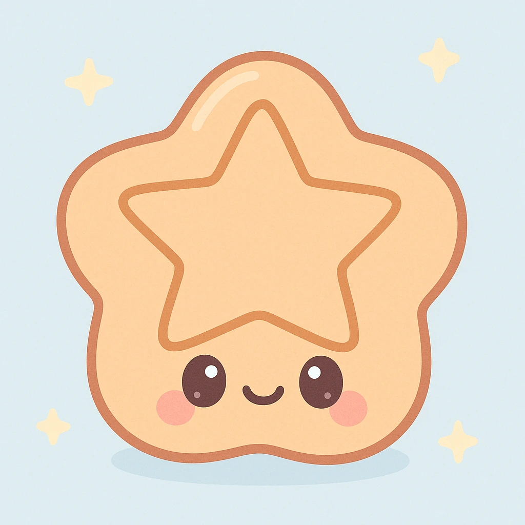 kawaii style dalgona candy with star shape, inspired by Squid Game emoji