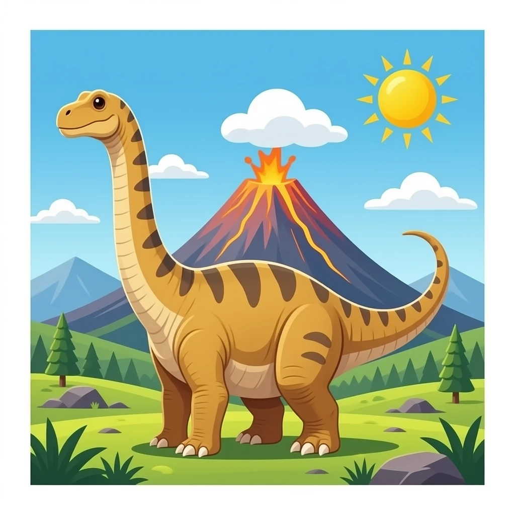 Volcano background up dinosaur in fton emoji
