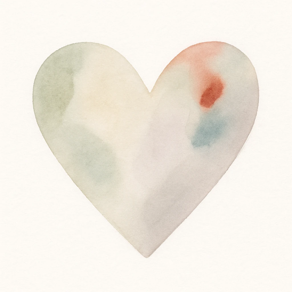 heart symbol, watercolor art style, soft colors, artistic brush strokes emoji
