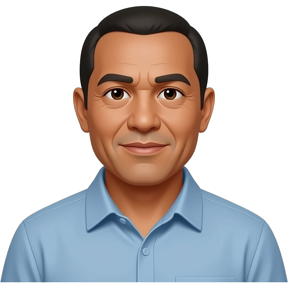 Picture of a 54 year old Pacific Islander man with balding, no muschtach and Beard emoji