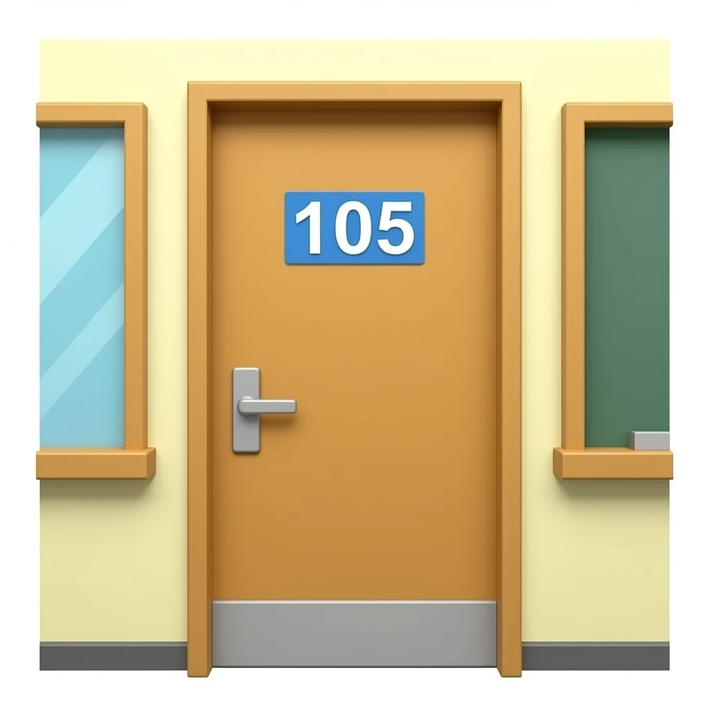 Draw a door to a classroom where it says "105" emoji