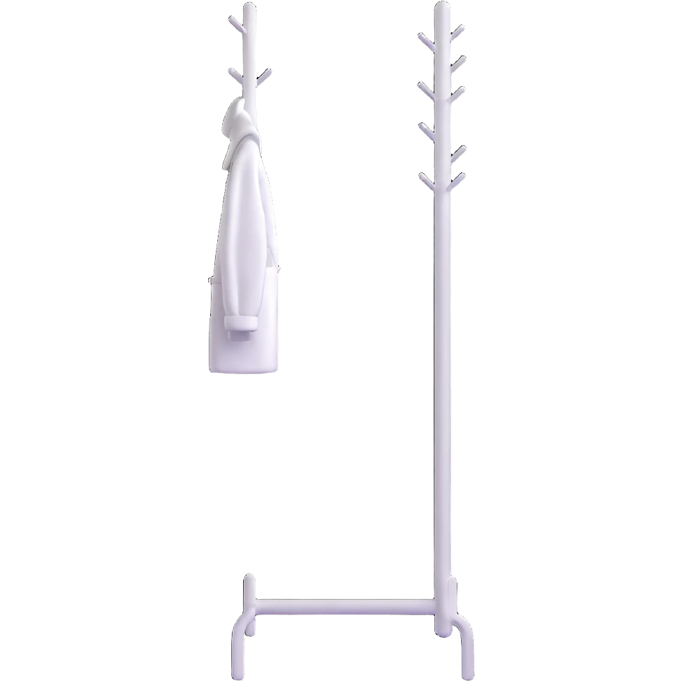 sleek white coat rack with apple-inspired minimalist design emoji