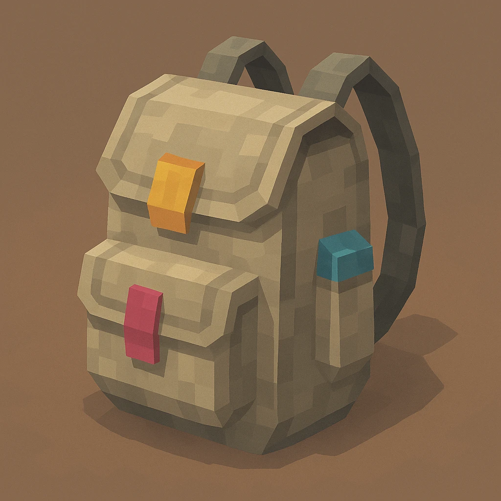 aesthetic backpack icon, 3D minimal style, soft beige color palette, elegant, soft lighting emoji